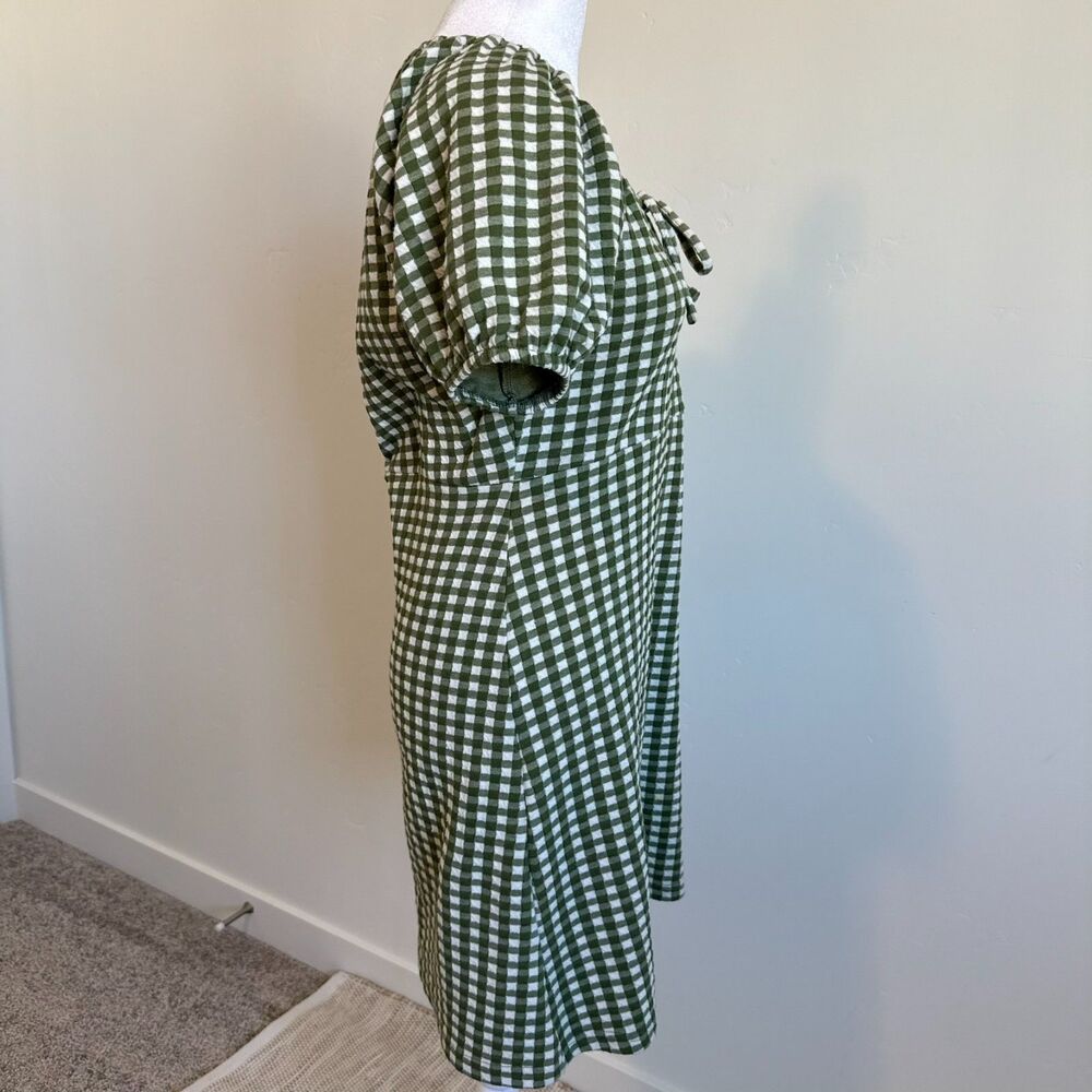 Madewell Jacquard Puff-Sleeve Mini Dress Gingham Check Womens Size S - Picture 4 of 13